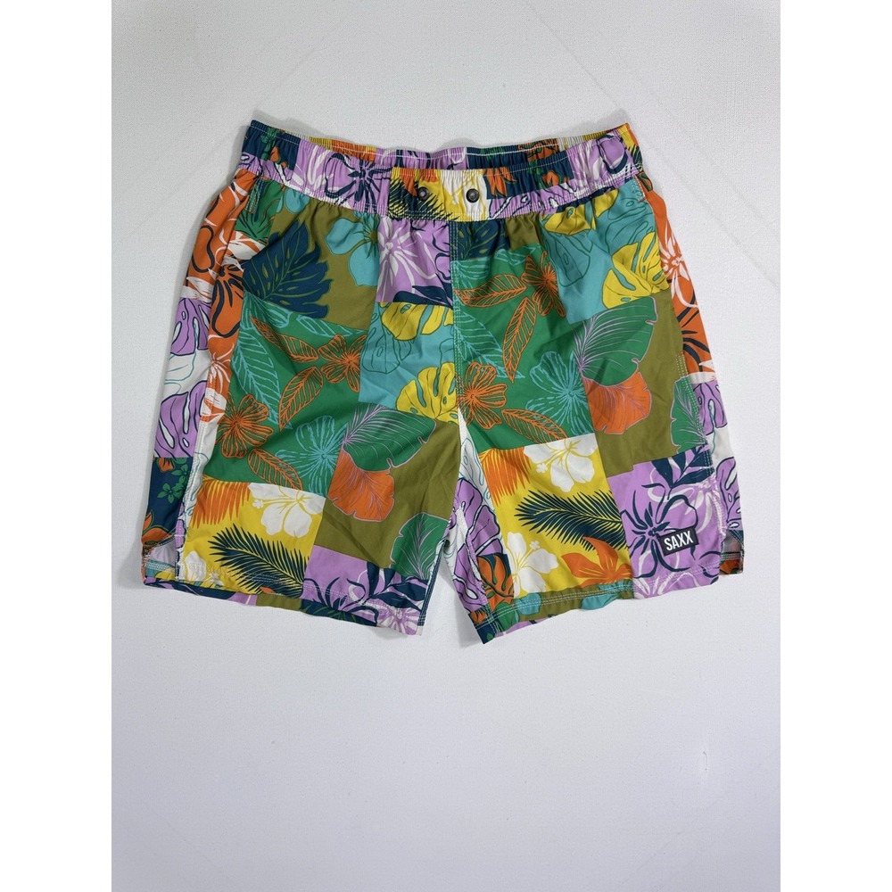 SAXX Oh Buoy 2N1 Volley 5" Swim Trunks Mens Medium Floral Pouch Liner Cooling